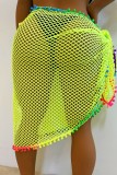 Green Sexy Patchwork Hollowed Out See-through Swimwears Cover Up
