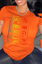 Orange Street Daily Print Patchwork T-shirts met letter O-hals