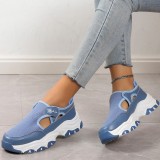 Blue Casual Hollowed Out Patchwork Contrast Round Comfortable Out Door Shoes