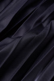 ブラック イエロー カジュアル 上品 グラデーション プリント パッチワーク フォールド Oネック 半袖 ツーピース