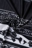 Zwart sexy patchwork met doorschijnende O-hals mouwloze tweedelige stukken