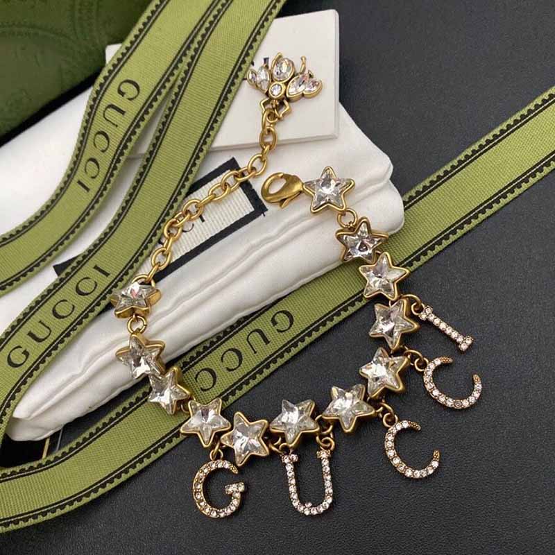 

Gold Simplicity Letter Chains Rhinestone Bracelets