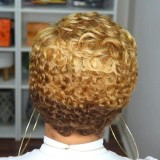 Золотисто-желтые повседневные однотонные парики в стиле пэчворк