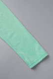 Verde casual solido patchwork tasca fibbia colletto rovesciato manica lunga due pezzi