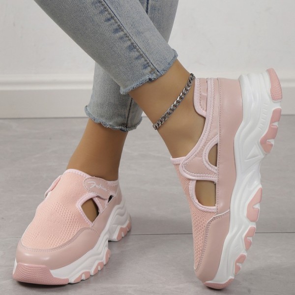 Pink Casual Hollowed Out Patchwork Contrast Round Comfortable Out Door Shoes