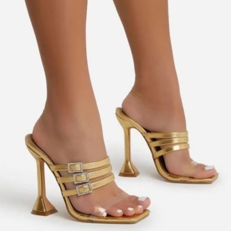 Gold Casual Patchwork Square Out Door Shoes (Heel Height 4.13in)