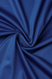 Robes de grande taille droites à col en V et à imprimé de rue bleu royal