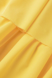 Желтый сексуальный однотонный воланом без бретелек с коротким рукавом из двух частей
