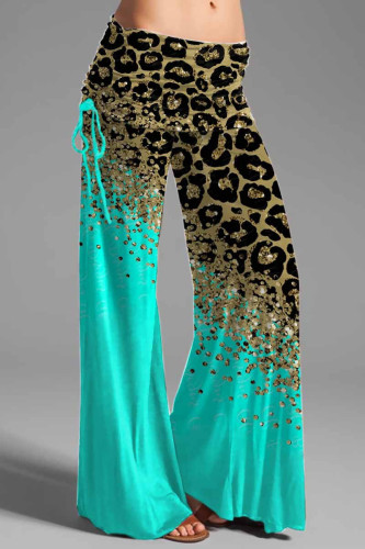 Lake Blue Casual Street Print Patchwork Draw String High Waist Wide Leg Positioning Print Bottoms