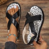 Black Casual Hollowed Out Patchwork Round Out Door Shoes