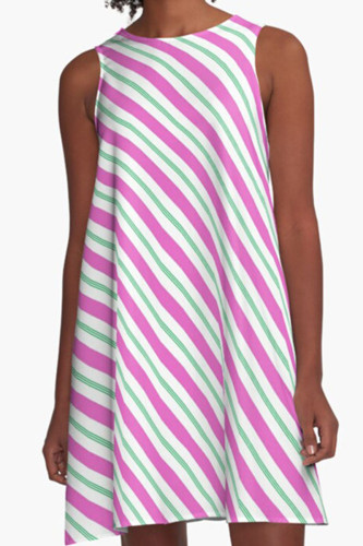 Pink Green Casual Print Patchwork O Neck A Line Dresses