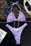 Trajes de baño sin espalda de vendaje sólido sexy púrpura (con rellenos)