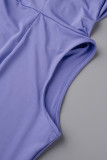 Robe longue à col à capuche et à fente solide décontractée violette