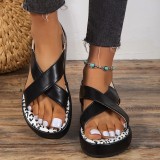 Black Casual Hollowed Out Patchwork Round Out Door Shoes