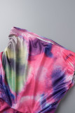 Цветной сексуальный принт Tie Dye Backless Спагетти-ремешок без рукавов из двух частей