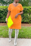 Black Casual Solid Basic V Neck Short Sleeve Dress