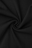 Vestido sin mangas con escote en V y contraste de perforación en caliente de patchwork casual negro Vestidos