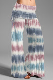 Pantaloni con stampa di posizionamento delle gambe larghe a vita alta con cordoncino con stampa patchwork rosa casual