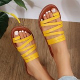 Sapatos confortáveis ​​redondos amarelos com patchwork de cores sólidas