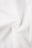 Vestido sin mangas con cuello en O transparente de patchwork sexy blanco Vestidos