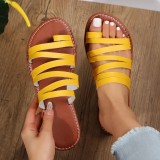 Sapatos confortáveis ​​redondos amarelos com patchwork de cores sólidas