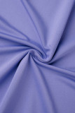 Фиолетовые сексуальные повседневные однотонные длинные платья с капюшоном и воротником с разрезом Платья
