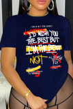Grijze Street T-shirts met dagelijkse print en patchwork Letter O-hals