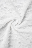 Blanc Sexy Solide Patchwork Transparent O Cou Manches Courtes Deux Pièces