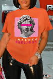 T-shirt O Neck patchwork con stampa giornaliera Orange Street