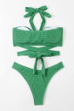 Grüner, sexy, fester Verband, rückenfreie Badebekleidung (mit Polsterung)