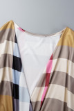 Veelkleurige sexy gestreepte patchwork V-hals onregelmatige jurkjurken