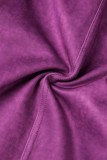 Розовый Фиолетовый Повседневная однотонная Пэчворк О-образный вырез Без рукавов Из двух частей