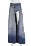 Il cambiamento graduale giornaliero casual blu crea gonne di jeans regolari con spacco vecchio
