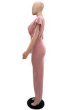 Розовые сексуальные знаменитости, однотонные платья без спинки с разрезом на молнии и V-образным вырезом