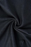 Negro sexy sólido patchwork cuello oblicuo sin mangas dos piezas