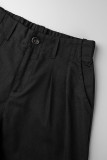 Черные повседневные однотонные однотонные однотонные штаны с высокой талией и высокой талией в стиле пэчворк