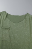 Verde oliva casual patchwork básico o cuello manga corta dos piezas