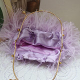 Light Purple Casual Daily Party Solid Patchwork Feathers Bags