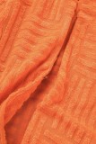 Orange Casual Solid Patchwork Turndown-krage Kort ärm Två delar
