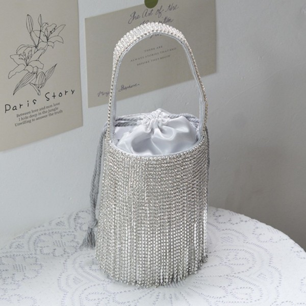 Серебряные повседневные повседневные вечерние сумки в стиле пэчворк со стразами и кисточками
