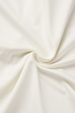 Cream White Sexy Solid Patchwork Rhinestone Half A Turtleneck Pencil Skirt Dresses