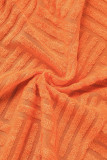 Orange Casual Solid Patchwork Turndown-krage Kort ärm Två delar