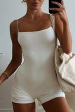 Белая сексуальная повседневная спортивная одежда, однотонный тощий комбинезон с открытой спиной