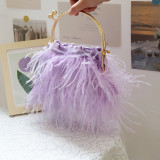 Black Casual Daily Party Solid Patchwork Feathers Bags