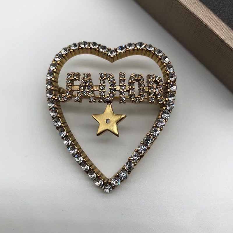 

Gold Simplicity Letter Geometric Rhinestone Brooch