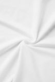 Белый Повседневная Полосатый принт Пэчворк Круглый вырез С короткими рукавами Из двух частей