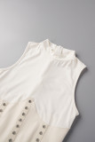 Кремово-белые сексуальные однотонные лоскутные платья-юбка-карандаш со стразами и половиной водолазки