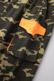 Camuflaje Casual Estampado de camuflaje Patchwork Regular Cintura alta Pantalones patchwork convencionales