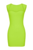 Groen Sexy Casual Solid Basic Vierkante kraag Mouwloze jurkjurken