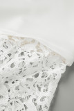 Branco Elegante Sólido Patchwork Fora do Ombro Vestidos com Saia Um Degrau (Sem Broche)
